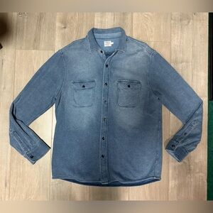 Faherty Legend Sweater Shirt Men L Blue Flannel Button Up